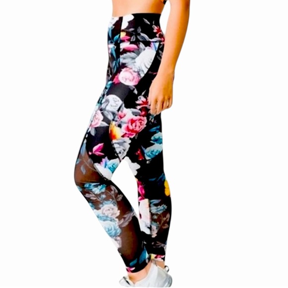 ZYIA ACTIVE FLORAL MESH HIGH RISE ATHLETIC LEGGINGS SZ 12 - Picture 9 of 10